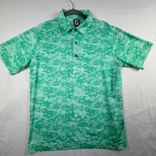 Footjoy Athletic Fit Golf Polo Shirt Men's Large Green Camo Performance
