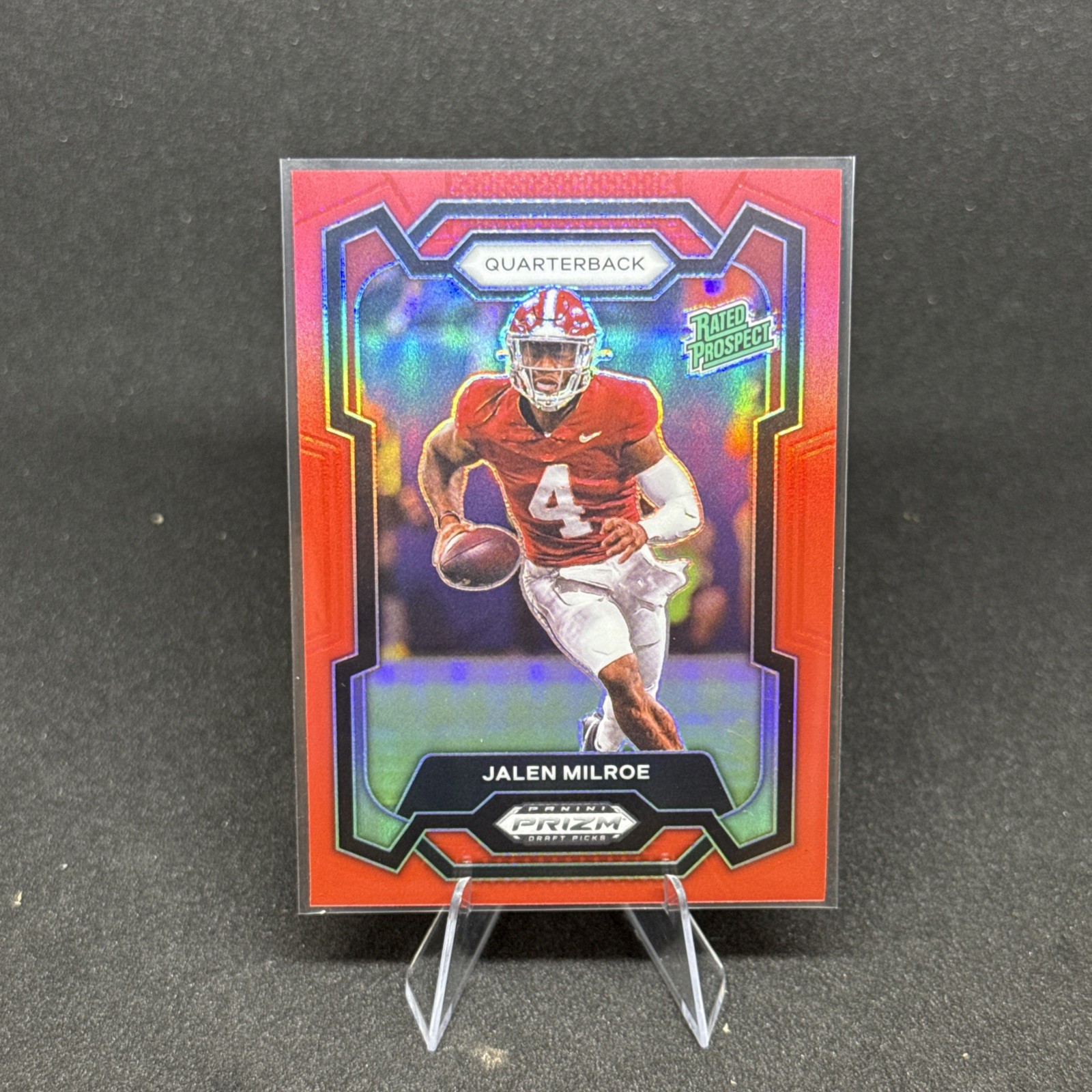 2024 Prizm Draft Picks Jalen Milroe Red Rated Prospect /299 and base
