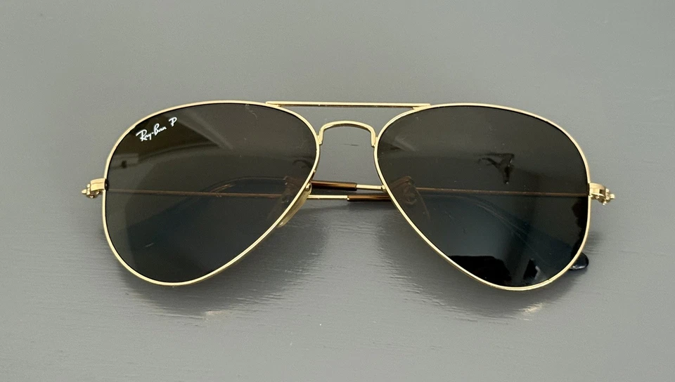 Ray Ban RB3025 3025 001/P1  Aviator Sunglasses - Gold / Green, photo 2 of 5