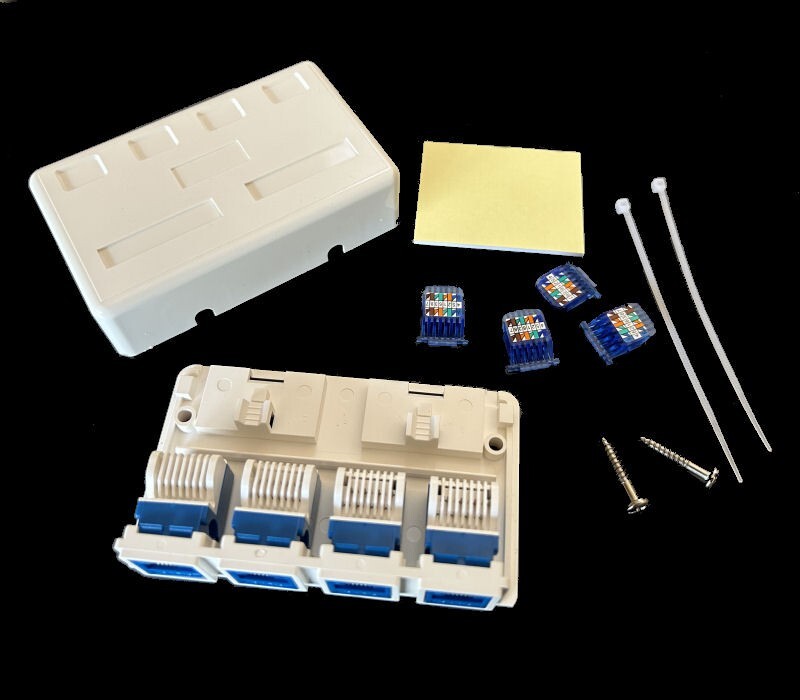 Ethernet-Wandplatte, 4 Anschlüsse, 10 Stück, UL-gelistete Keystone-Jack- Wandplatte, flache Ethernet-Wandsteckdose für HDMI und RJ45, 4-Port-Keystone -Wandplatte, einfache Installation für Netzwerk- und