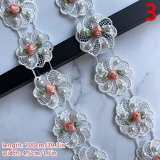1M Blumen Perlen Band Verzierungen Kante Fransen Hochzeits Kleid DIY Basteln