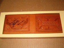 Vintage Flores Hand Tooled Leather Billfold Wallet Organizer Made in Mexico IOB