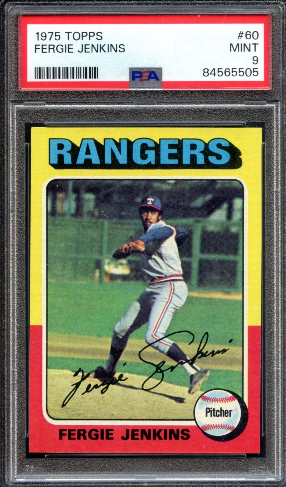 1975 Topps #60 Fergie Jenkins PSA 9 Tough Mint HOF Texas Rangers 5505