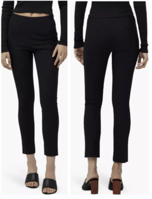 Rag & Bone Simone Black Slim Ankle Stretch Pants Back Zip Size 0, NEW MSRP $295