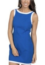Lauren James Harper Seersucker Midnight Navy & White Dress NWT $125