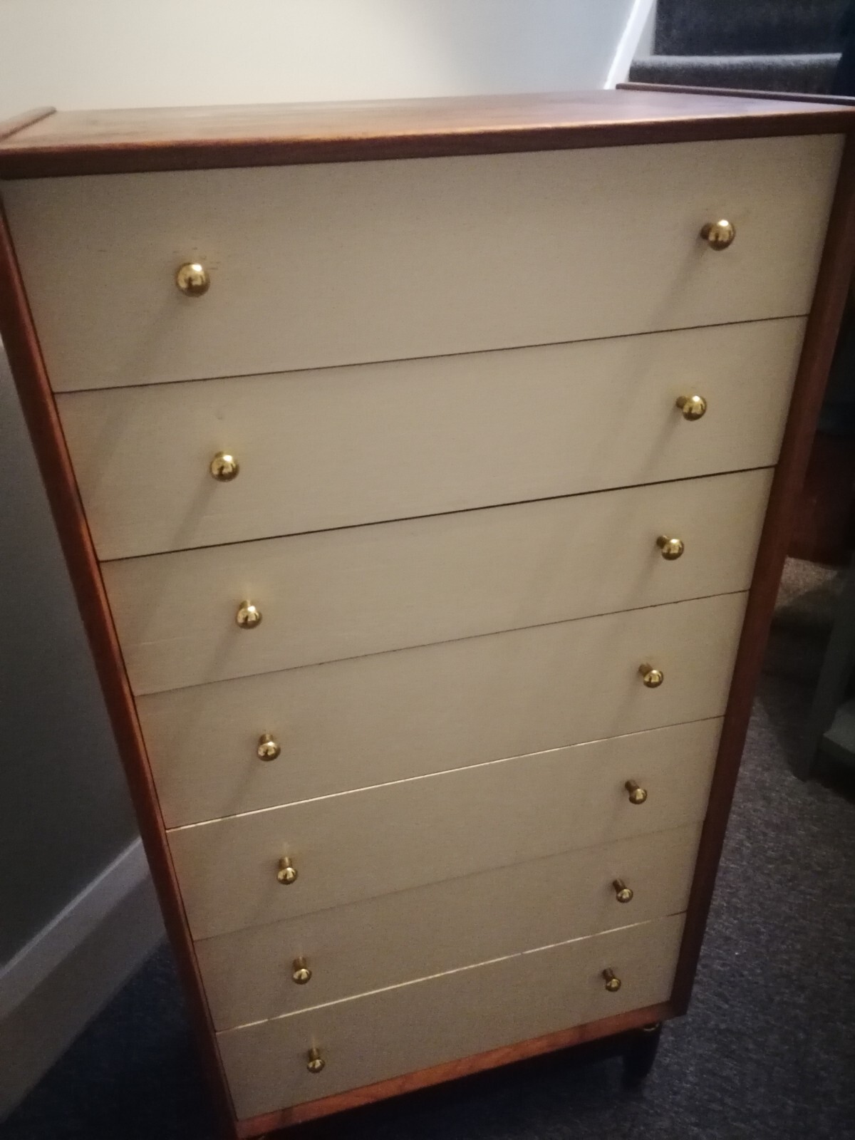 Mid Century China White G Plan Chest Of Drawers Tallboy eBay