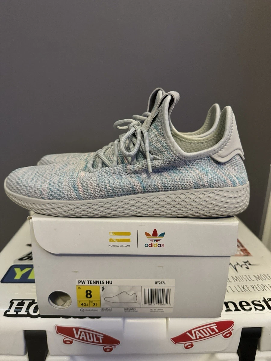 adidas gazelle silver green womens Adidas Pharrell Williams White Tennis HU Low Top Sneakers US12 – THE-ECHELON main image 0