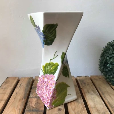 BASSANO KERAMIK VASE TISCHVASE SCHÖNES HORTENSIE MOTIV 31 CM HOCH NEU AUS ITALIE - Bild 1 von 4