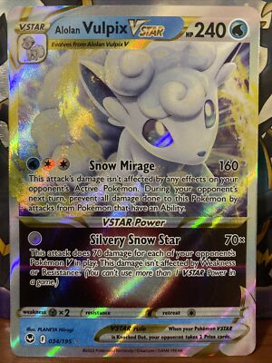 pokemon tcg silver tempest 034 195 alolan vulpix vstar card Alolan Vulpix VSTAR (034/195) [Sword & Shield: Silver Tempest]