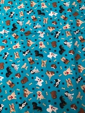 29" Puppies Dogs Bones Paw Prints Quilt Cotton Fabric