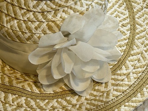 Target- Toddler Girls - Round - Lovely - Fun - Straw Hat- With White Flower - - Picture 5 of 13