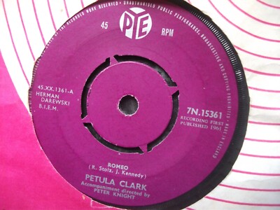 Petula Clark - Romeo - Vinyl Record 7'' Single  1961 PYE 7N.15361 VERY GOOD+ COND