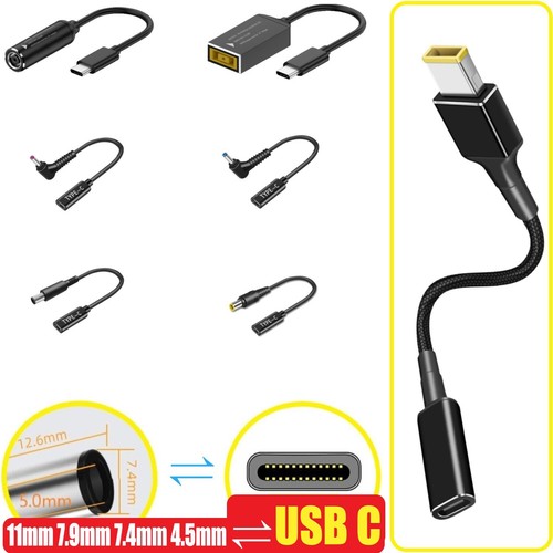 USB Type C⇌Laptop Power Charger Adapter Charging Cable For Thinkpad Lenovo HP - Picture 1 of 28