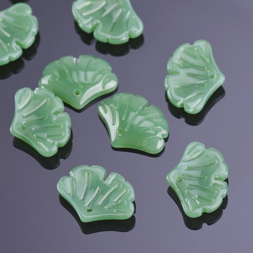 10pcs 20x15mm Ginkgo Leaf Petal Foil Lampwork Glass Loose Pendants Beads Lot - Picture 19 of 23