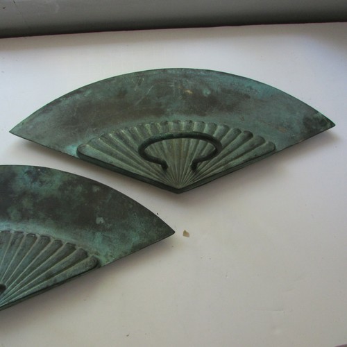 2 Brass Bronze Wall Mount Candle Holders Fan Oriental shape Silvestri - Picture 4 of 11