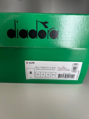 Weiß Tennisschuhe Hallenschuhe Diadora B. Elite Leder Gr. 42 White Trainers