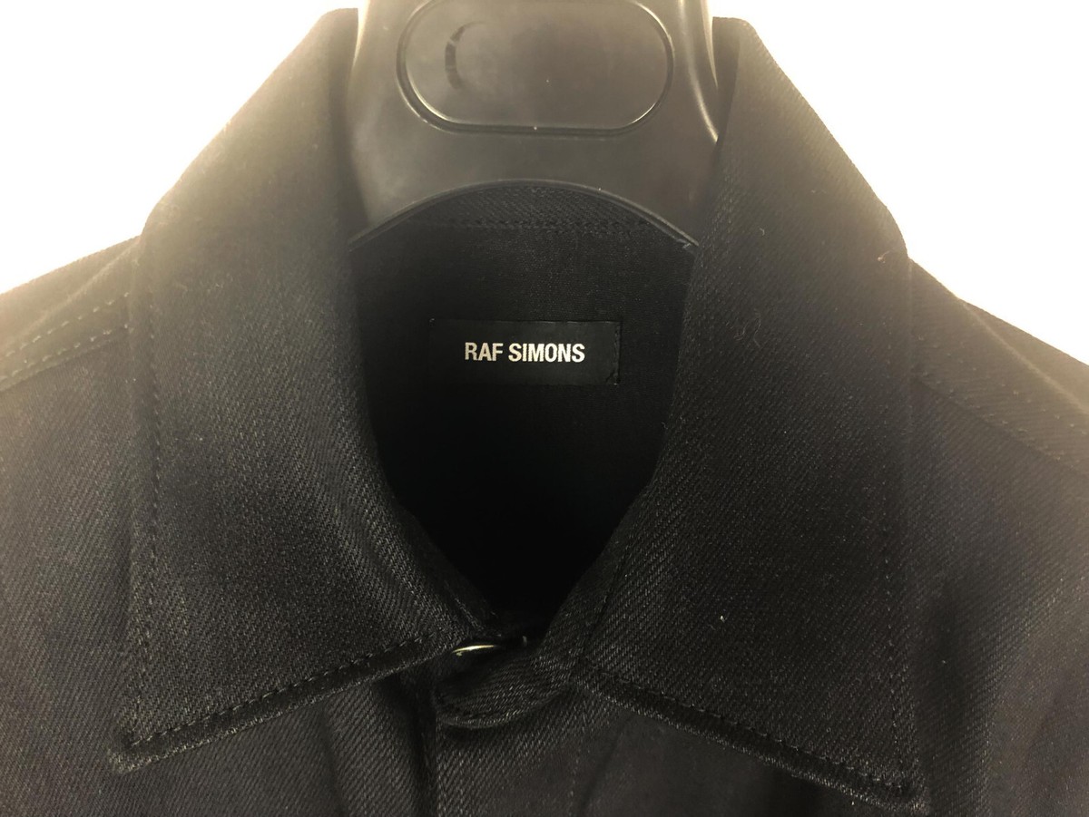 シャツ *RAF SIMONS* Straight fit leather patch denim shirt dark nav Raf Simons Straight Fit Denim Shirt With Leather Patch in