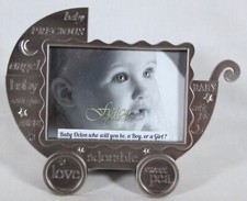 FETCO HOME DECOR PEWTER BABY CARRIAGE FRAME FITS 5" X 3.5" PHOTO NEW WITH TAG