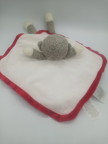 Baby Starters Sock Monkey Plush White/Red Trim Security Blanket Lovey Rattle Toy - Picture 4 of 6