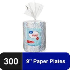 Strong & Soak Proof Disposable Paper Plates Microwave Safe 9In, 300Ct
