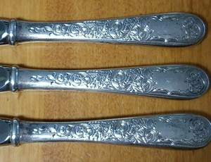Sterling Silver Kirk Old Maryland 3 Butter Knives 6 1/4" No Monogram 4.20 oz