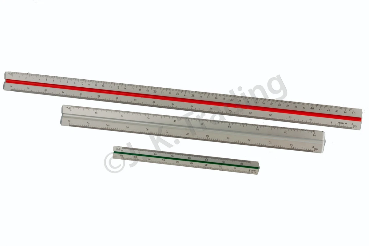 45cm Aluminium Triangle Scale Ruler 1 100 1 200 1 300 1 400 1 500 1 600