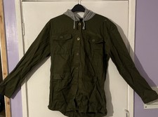 Ladies H&m Divided Green Denim Jacket With Hood Bnwt Uk Size 8 Rrp £40