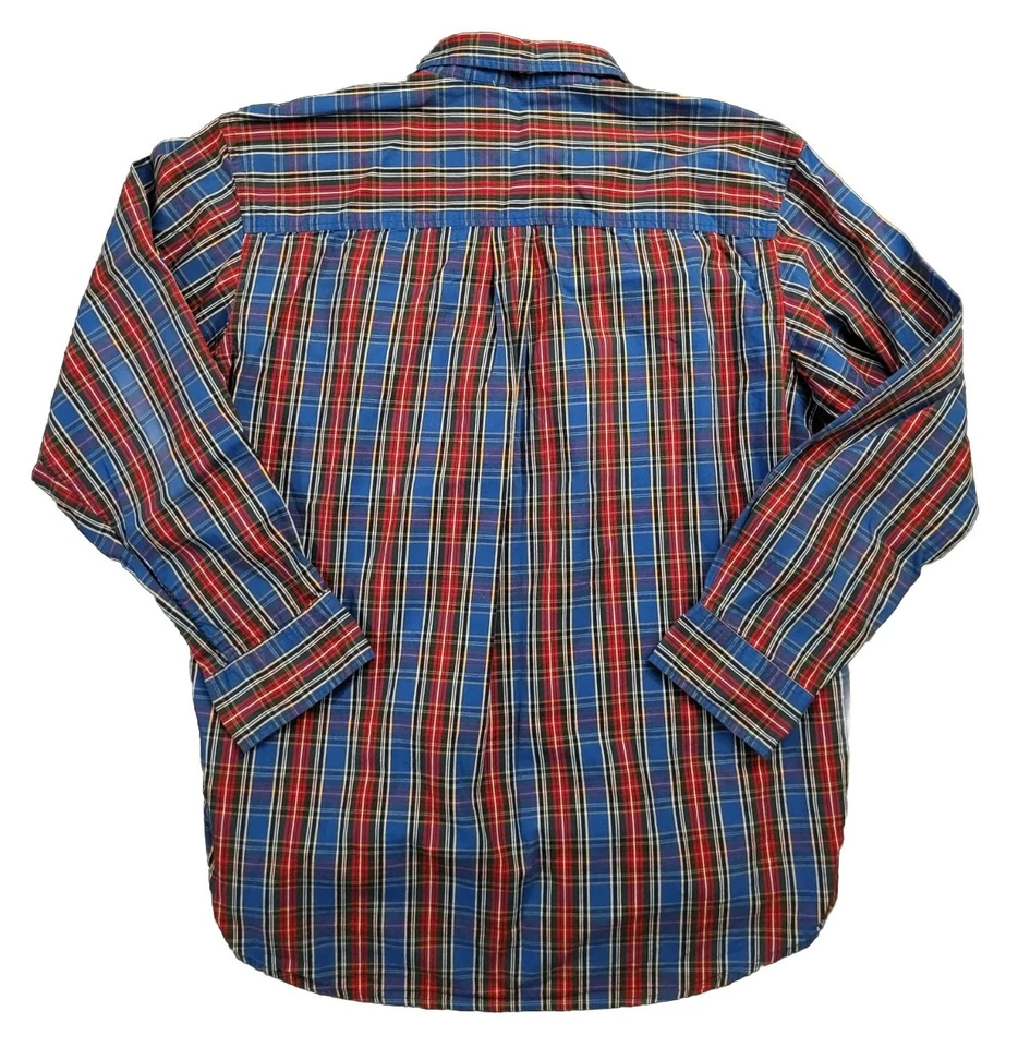 Vintage Club Room Mens Sz Large Red Blue Plaid Button Up L/S Shirt - Image 2 of 4