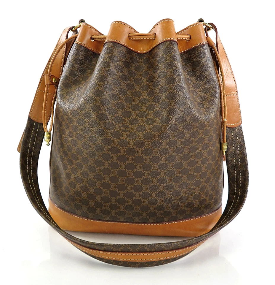 Auténtico Bolso de Hombro Cartera CELINE Marrón Macadam PVC Lona y Cuero #61073 Foto 2 de 4