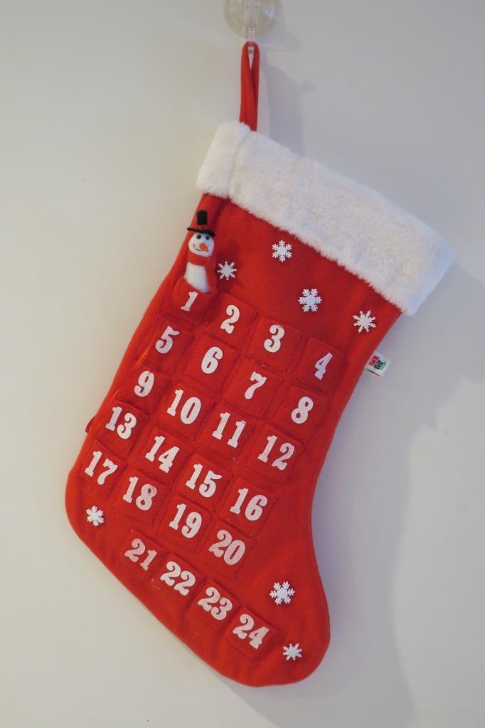 DEI Advent Calendar Plush Christmas Stocking 24 Pockets w/ Snowman &  Snowflakes | eBay