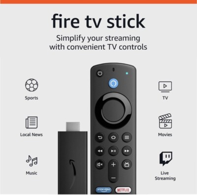 2024-2025 Amazon Fire TV Stick HD 3rd Gen 8GB w/Alexa includes TV