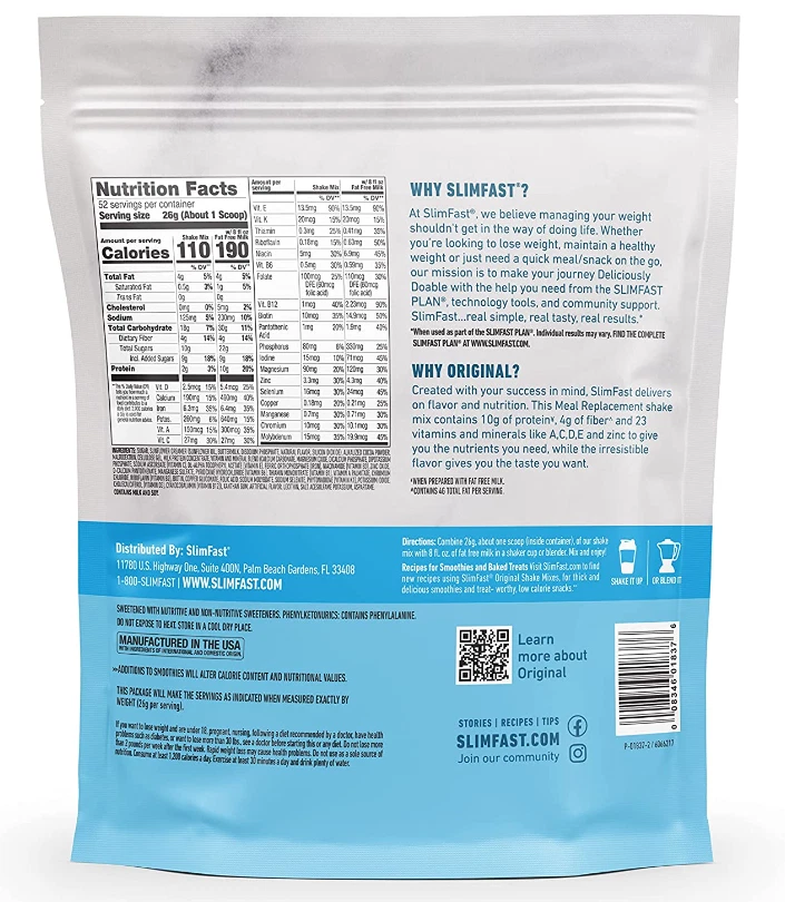 SlimFast 粉质原装富巧克力皇家奶昔混合 10 克蛋白质,52 份 — 第 3/3 张图片