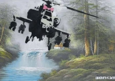 Art Postcard Street Ltd Edit Print Proof of10 Apache AH-64E attack Banksy style 