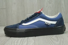 VANS POPCUSH SKATEBOARD SHOES BLUE SUEDE CANVAS LEATHER WHITE MENS SIZE 6.5