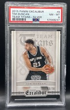 2015 Panini Excalibur Team Titans Silver Tim Duncan 63/70 PSA 8 NM-Mint Spurs #8