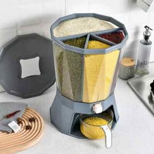360  Rotating Dry Food Dispenser 22 lbs Cereal Grain Rice Airtight Kitchen