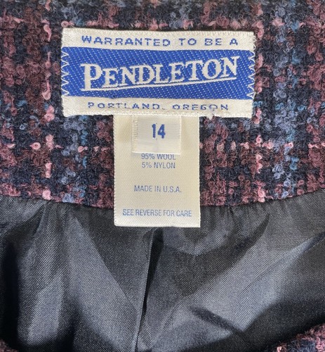 Pendleton giacca lana donna 14 viola blu bottoni spalla made in USA vintage - Foto 9 di 11