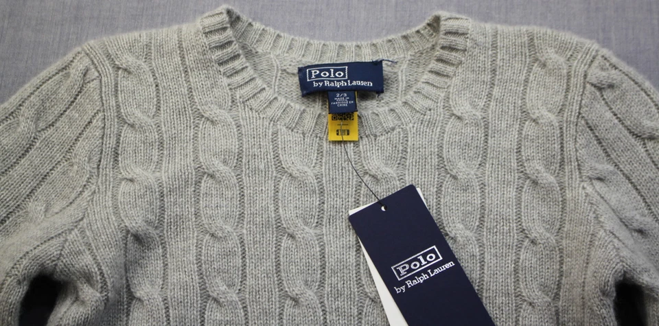 Ralph Lauren Polo Niños Niñas 100% Cachemira LS Cable Tejido Suéter Nuevo con Etiquetas 2/3 $200 Foto 3 de 4