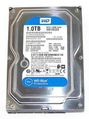 HP 837117-002 WD Blue WD10EZEX 1TB SATA 6Gbps 3.5