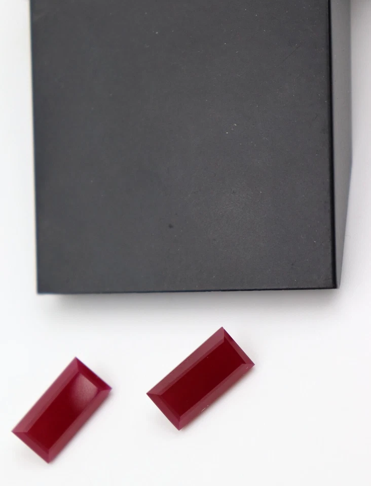 Ruby Opaque AAA Rated Lab Created Faceted Baguette Jewelry Stone 3x6 to 16x22mm - Image 4 of 4