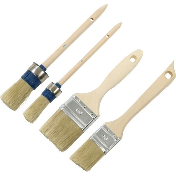 4 Tlg. Pinsel-Set Malerpinsel Flachpinsel Lackierpinsel Rundpinsel Farbpinsel-image