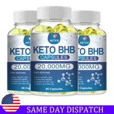3 X KETO BHB 2,000mg PURE Ketone FAT BURNER Weight Loss Diet Pills Ketosis