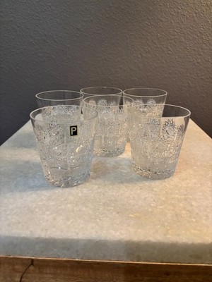 Vintage Bohemia Crystal Whiskey Glasses Set of 6 Pinwheel Cut Tumblers 1990s