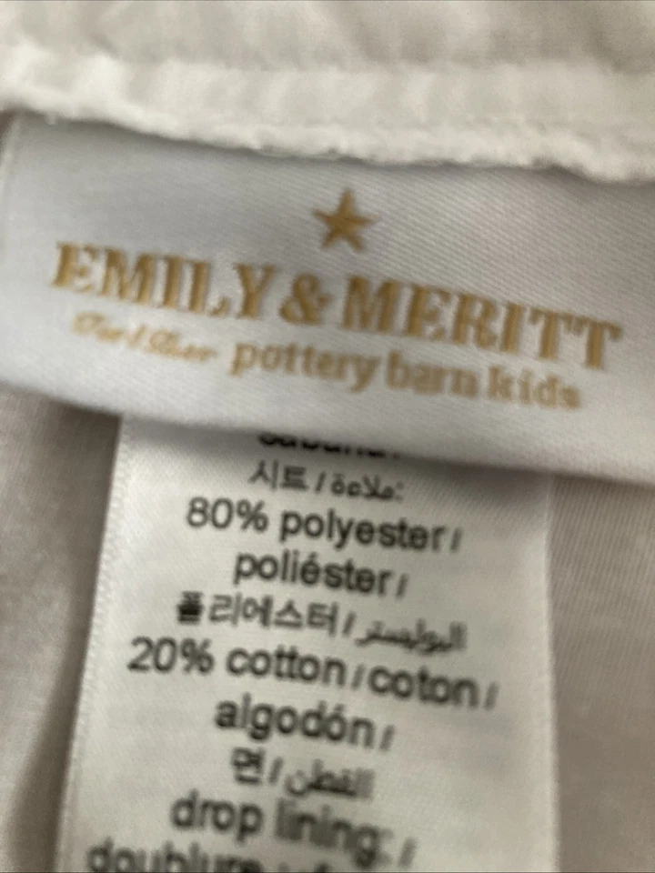 Pottery Barn детская кроватка кровать юбка пыли оборки Эмили и Меритт белое серебро унисекс - Изображение 3 из 4