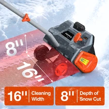 Electric Snow Shovel with Wheels 40V 16.5" Brushless Cordless Snow Blower 2*5.0