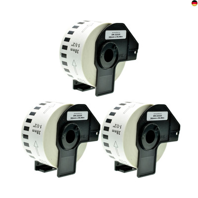 Logic-Seek 3X Endlos-Etikett kompatibel für Brother DK22225 38mm x 30,48m 