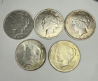 Lot of 5 1923 Peace Silver Dollar - 90% Silver