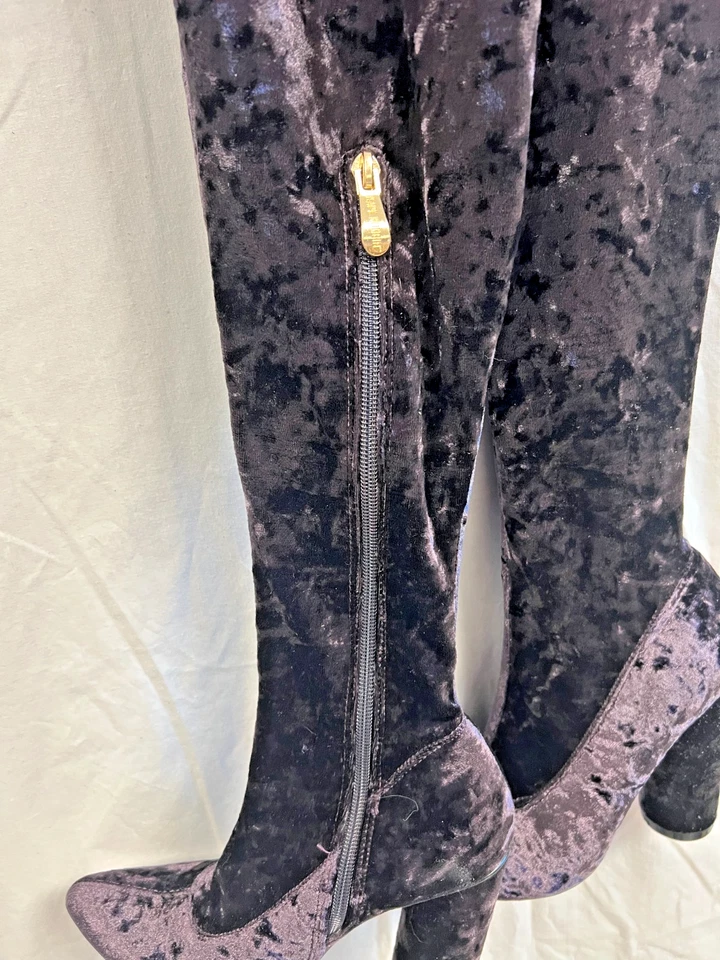 Botas altas hasta el muslo Cape Robbin terciopelo púrpura, Paw-27.  Mujer 7 Foto 3 de 4