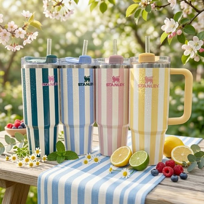 #ad Stanley Quencher H2.0 FlowState Cabana Tumbler 30oz Water Bolt Mug with Straw $59.00