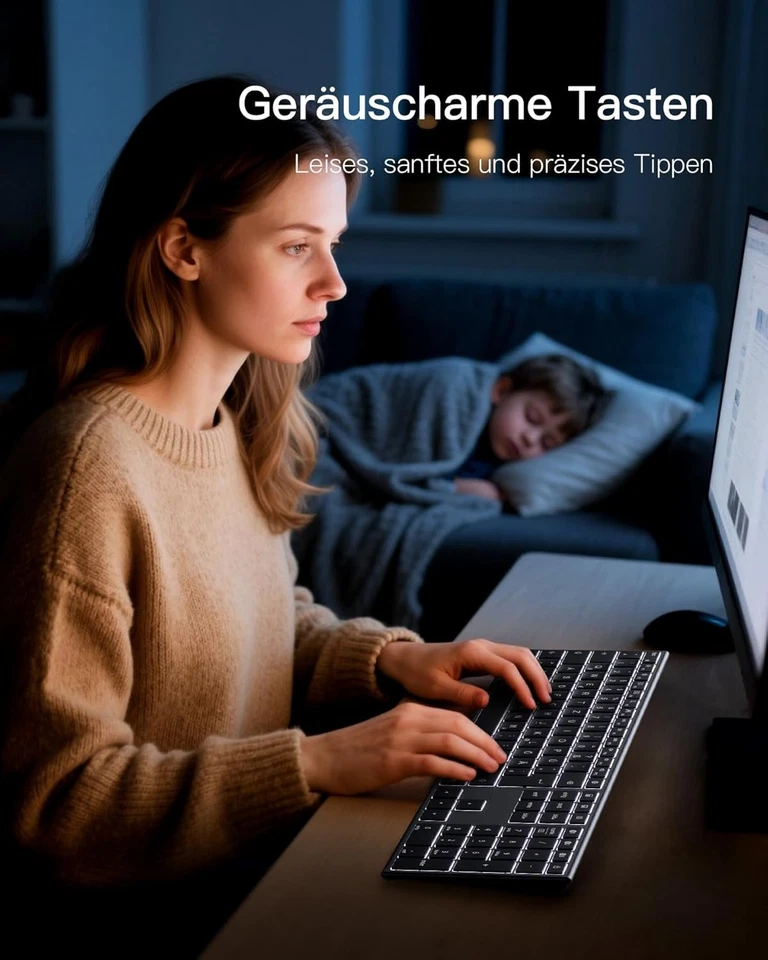 Inateck Kabellose Tastatur Bluetooth Tastatur 3 Bluetooth Kanälen QWERTZ - Bild 4 von 4